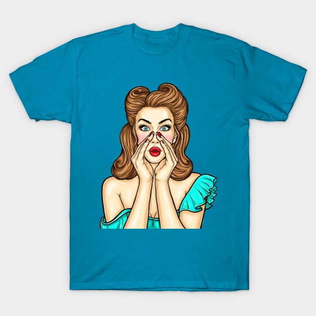 Naughty Joke 1950's Woman Pop Art T-Shirt by versiart